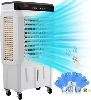VEVOR Evaporative Air Cooler, 2100 CFM, 135 Oscillating Swamp Cooler with Adjustable 3 Speeds and 12 H Timer, 7 Gal Portable Air Cooler for 750 Sq.ft, Indoor/Outdoor Use, FCC Listed
