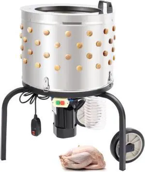 VEVOR Chicken Plucker Machine, 20" Diameter Stainless Steel Drum, Defeathering Equipment with 108 Soft Fingers and 2 Large Wheels, Simple Debris Collection, 500W Motor for Efficient Poultry Plucking