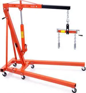 VEVOR Hydraulic Engine Hoist with Lever, 2 Ton/4400 LBS Heavy-duty Cherry Picker Shop Crane, Foldable Engine Crane and Engine Hoist leveler for Auto Repair, Motors, Weights Lifting, Loading