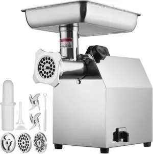 VEVOR Electric Meat Grinder, 794 Lb/H Capacity, 1100W (4600W MAX) Industrial Meat Mincer with 2 Blade, 3 Grinding Plates, Sausage Tubes 304 Stainless Steel Commercial Meat Grinder, ETL Listed