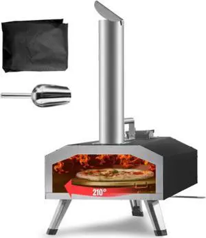 VEVOR Outdoor Pizza Oven, CSA Certified Wood Fired & Gas Pizza Maker, 12 inch Auto Rotatable Stone - Multi Fuel Pizza Grill for Backyard, Portable Pizza Ovens for Outside, Carry Cover, Shovel