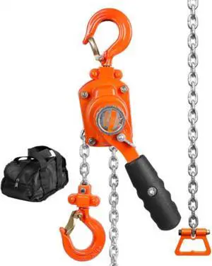 VEVOR Manual Lever Chain Hoist, 1/4 Ton 550 lbs Capacity 10 FT Come Along, G80 Galvanized Carbon Steel with Weston Double-Pawl Brake, Auto Chain Leading & 360 Rotation Hook, for Garage Factory Dock