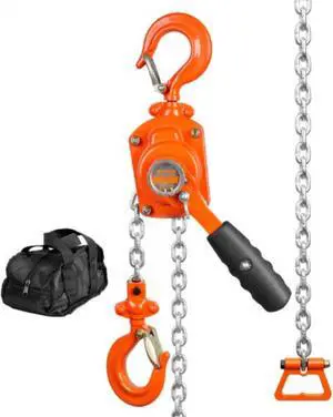 VEVOR Manual Lever Chain Hoist, 1/2 Ton 1100 lbs Capacity 5 FT Come Along, G80 Galvanized Carbon Steel with Weston Double-Pawl Brake, Auto Chain Leading & 360 Rotation Hook, for Garage Factory Dock