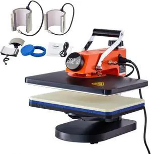 VEVOR Heat Press Machine - 6 in 1 Heat Press Sublimation Machine for DIY T-Shirts/Hats/Mugs/Heat Transfer Projects, 12x15 Multifunction Swing Away Heat Press with 360 Rotation/Mica Heating/Knob-style