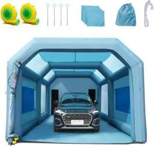 VEVOR Inflatable Paint Booth, 20x10x8ft Inflatable Spray Booth, High Powerful 480W+750W Blowers Spray Booth Tent, Car Paint Tent Air Filter System for Car Parking Tent Workstation Motorcycle Garage
