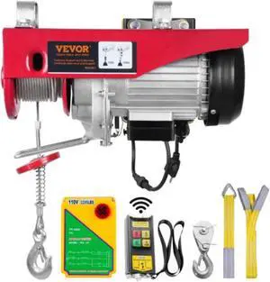 VEVOR Electric Hoist, 2200 lbs Lifting Capacity, 1600W 110V Electric Steel Wire Winch with Wireless Remote Control, 40ft Single Cable Lifting Height & Pure Copper Motor, for Garage Warehouse Factory