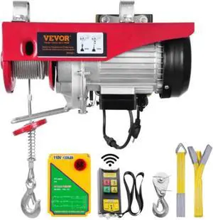 VEVOR Electric Hoist, 1320 lbs Lifting Capacity, 1150W 110V Electric Steel Wire Winch with Wireless Remote Control, 40ft Single Cable Lifting Height & Pure Copper Motor, for Garage Warehouse Factory