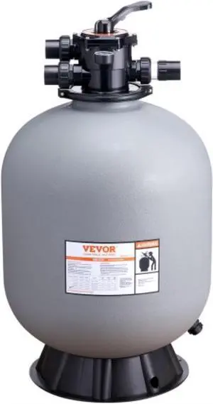 VEVOR Sand Filter, 24-inch, Up to 65 GPM Flow Rate, Above Inground Swimming Pool Sand Filter System with 7-Way Multi-Port Valve, Filter, Backwash, Rinse, Recirculate, Waste, Winter, Closed Functions