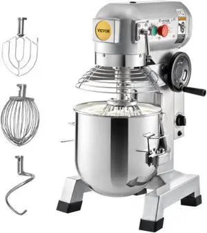 VEVOR Commercial Food Mixer, 30Qt Commercial Mixer with Timing Function, 1100W Stainless Steel Bowl Heavy Duty Electric Food Mixer Commercial with 3 Speeds Adjustable 108/199/382 RPM