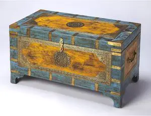 Butler Specialty Company, Nador Painted Brass Inlay Storage Trunk, Assorted Butler Specialty Company, Nador Painted Brass Inlay Storage Trunk, Assorted