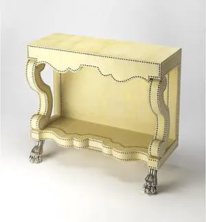 Butler Specialty Company, Bonino Cosmopolitan Leather Console Table, Cream, Yellow Butler Specialty Company, Bonino Cosmopolitan Leather Console Table, Cream, Yellow