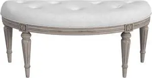 Butler Specialty Company, Tamara Upholstered Demilune 45"W Bench, Gray, Tan/Beige Butler Specialty Company, Tamara Upholstered Demilune 45"W Bench, Gray, Tan/Beige