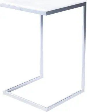Butler Specialty Company, Lawler Marble, Silver Accent Table, Silver, White Butler Specialty Company, Lawler Marble, Silver Accent Table, Silver, White