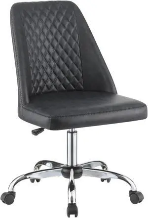Diamond Pattern Stitched Leatherette Office Chair with Star Base, Gray