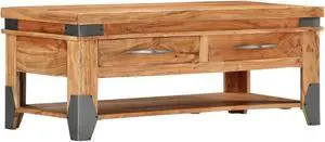 vidaXL Coffee Table 43.3"x20.5"x17.7" Solid Acacia Wood