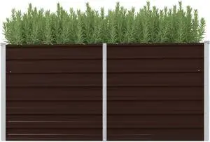 vidaXL Garden Raised Bed Brown 63"x15.7"x30.3" Galvanized Steel vidaXL Garden Raised Bed Brown 63"x15.7"x30.3" Galvanized Steel
