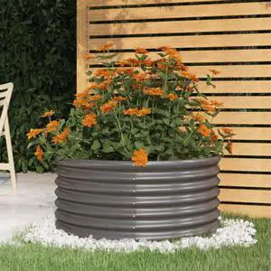 vidaXL Garden Planter Anthracite Galvanized Steel Large Garden Planter