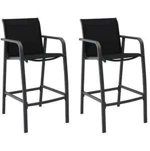 vidaXL Patio Bar Chairs 2 pcs Black Textilene