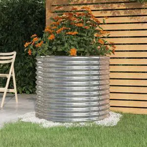 vidaXL Garden Planter Powder-coated Steel 31.5"x31.5"x26.8" Silver vidaXL Garden Planter Powder-coated Steel 31.5"x31.5"x26.8" Silver