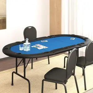 vidaXL 10-Player Folding Poker Table Blue 81.1"x41.7"x29.5" vidaXL 10-Player Folding Poker Table Blue 81.1"x41.7"x29.5"