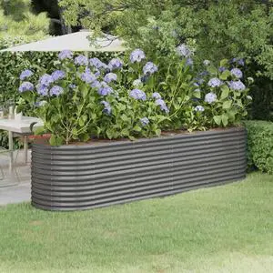 vidaXL Garden Raised Bed Powder-coated Steel 116.5"x31.5"x26.8" Gray vidaXL Garden Raised Bed Powder-coated Steel 116.5"x31.5"x26.8" Gray