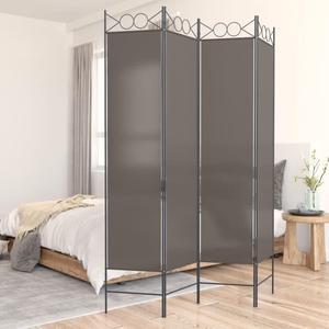 vidaXL 4 Panel Room Divider Folding Partition Privacy Screen Anthracite Fabric