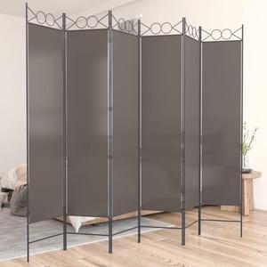 vidaXL 6 Panel Room Divider Folding Partition Privacy Screen Anthracite Fabric