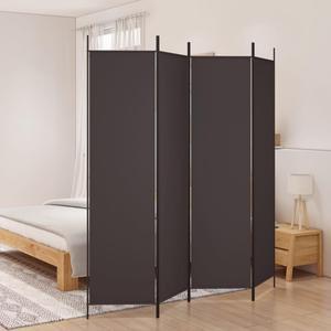 vidaXL 4 Panel Room Divider Folding Privacy Screen Room Partition Brown Fabric