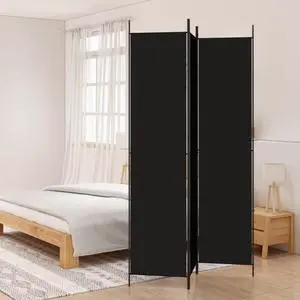 vidaXL 3-Panel Room Divider Black 59.1"x86.6" Fabric vidaXL 3-Panel Room Divider Black 59.1"x86.6" Fabric