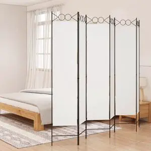 vidaXL 6 Panel Room Divider Privacy Screen for Room Separation White Fabric