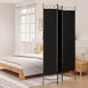 vidaXL 3 Panel Room Divider Privacy Screen for Room Separation Black Fabric