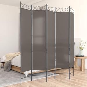 vidaXL 5 Panel Room Divider Folding Partition Privacy Screen Anthracite Fabric