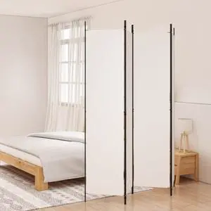 vidaXL 4-Panel Room Divider White 78.7"x86.6" Fabric vidaXL 4-Panel Room Divider White 78.7"x86.6" Fabric