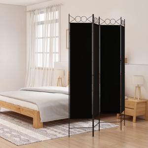 vidaXL 4 Panel Room Divider Folding Privacy Screen Room Partition Black Fabric