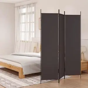 vidaXL 3 Panel Room Divider Privacy Screen for Room Separation Brown Fabric