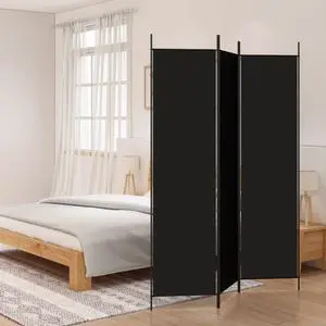 vidaXL 3 Panel Room Divider Privacy Screen for Room Separation Black Fabric