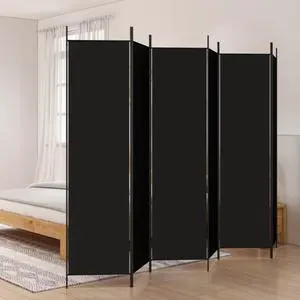 vidaXL 6 Panel Room Divider Privacy Screen for Room Separation Black Fabric