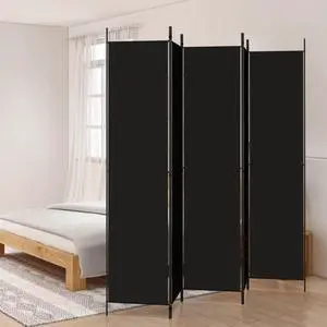 vidaXL 5-Panel Room Divider Black 98.4"x86.6" Fabric vidaXL 5-Panel Room Divider Black 98.4"x86.6" Fabric
