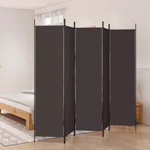 vidaXL 5 Panel Room Divider Privacy Screen for Room Separation Brown Fabric vidaXL 5 Panel Room Divider Privacy Screen for Room Separation Brown Fabric