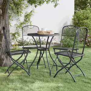 vidaXL Folding Patio Chairs 4 pcs Expanded Metal Mesh Anthracite