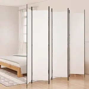 vidaXL 6-Panel Room Divider White 118.1"x86.6" Fabric vidaXL 6-Panel Room Divider White 118.1"x86.6" Fabric