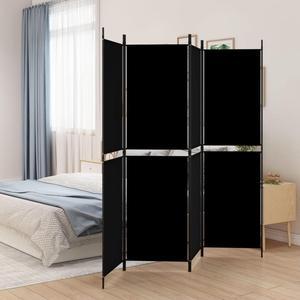 vidaXL 4 Panel Room Divider Folding Privacy Screen Room Partition Black Fabric