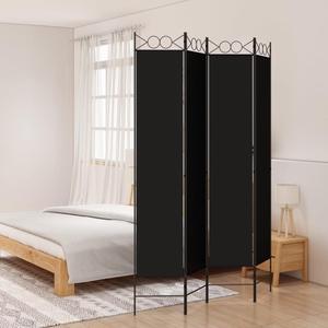 vidaXL 4 Panel Room Divider Folding Privacy Screen Room Partition Black Fabric