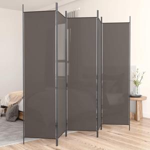 vidaXL 5 Panel Room Divider Folding Partition Privacy Screen Anthracite Fabric