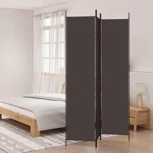 vidaXL 3-Panel Room Divider Brown 59.1"x86.6" Fabric vidaXL 3-Panel Room Divider Brown 59.1"x86.6" Fabric