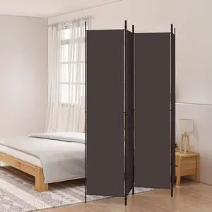 vidaXL 4-Panel Room Divider Brown 78.7"x86.6" Fabric vidaXL 4-Panel Room Divider Brown 78.7"x86.6" Fabric