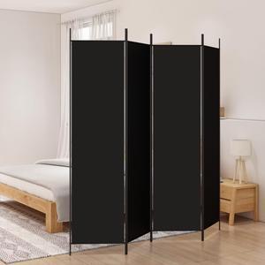 vidaXL 4 Panel Room Divider Folding Privacy Screen Room Partition Black Fabric