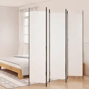 vidaXL 5-Panel Room Divider White 98.4"x86.6" Fabric vidaXL 5-Panel Room Divider White 98.4"x86.6" Fabric