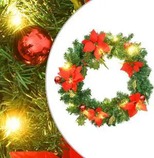 vidaXL Christmas Wreath with LED Lights Green 23.6" PVC