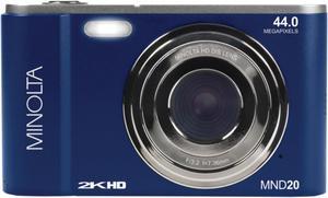 Minolta MND20-BL MND20 16x Digital Zoom 44 MP/2.7K Ultra HD Digital Camera (Blue)